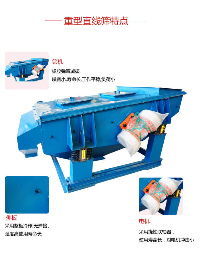 重型直線篩：篩機(jī)，側(cè)板，電機(jī)展示圖