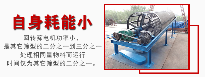 滾筒篩耗能小，使用壽命長(zhǎng)，維修方便